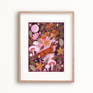 **NEW!** Fox and Mushrooms Autumnal Art Print