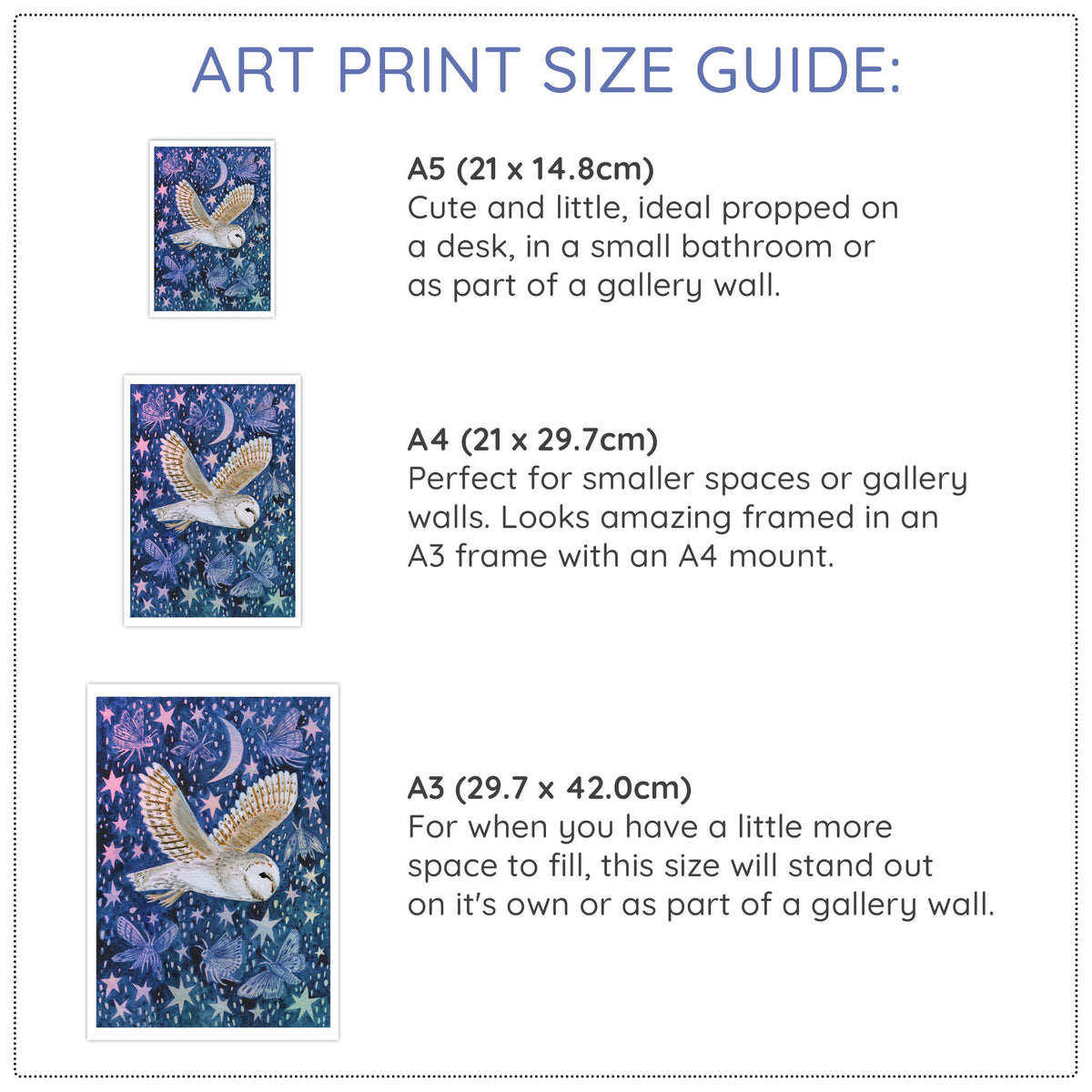 Barn Owl and Moths Art Print