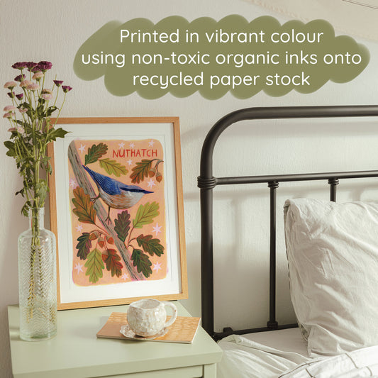 Nuthatch Bird Wall Art Print