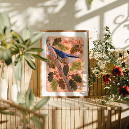 Nuthatch Bird Wall Art Print