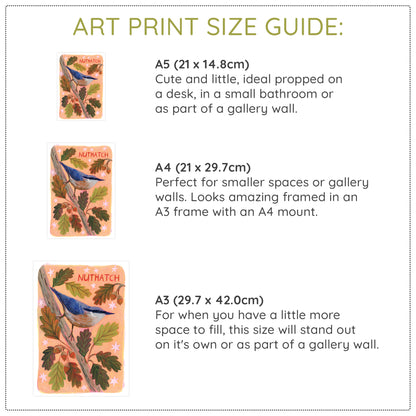 Nuthatch Bird Wall Art Print