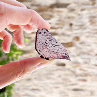 Barn Owl Wooden Pin Badge