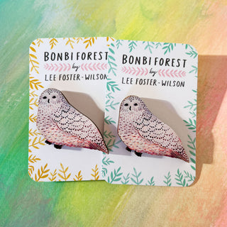 Barn Owl Wooden Pin Badge