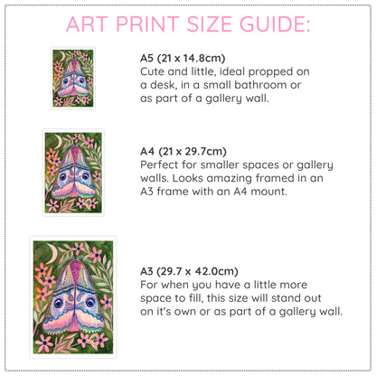 Pink Luna Moth Art Print