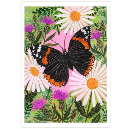Red Admiral Butterfly Painting Art Print