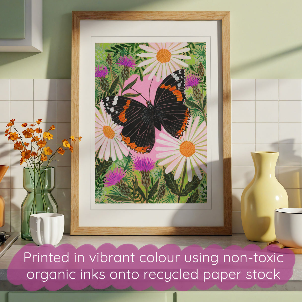 Red Admiral Butterfly Painting Art Print