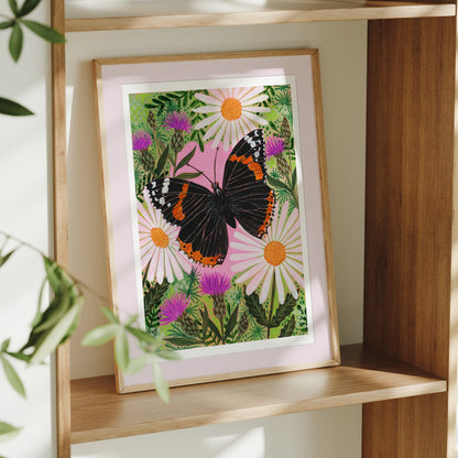 Red Admiral Butterfly Painting Art Print