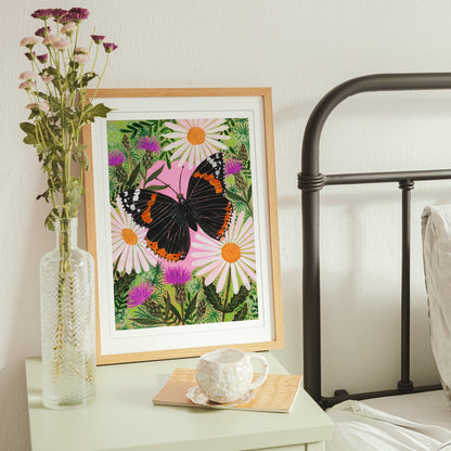 Red Admiral Butterfly Painting Art Print
