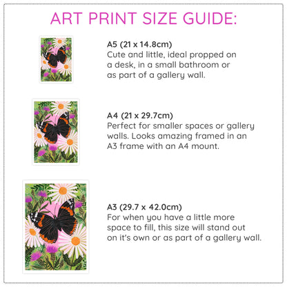 Red Admiral Butterfly Painting Art Print
