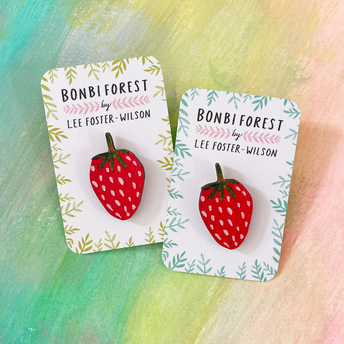 Strawberry Wooden Pin Badge