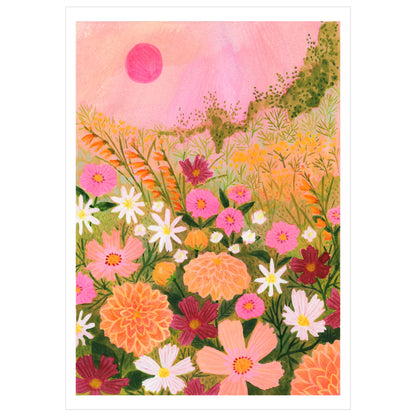 Sunset Cottage Garden Art Print