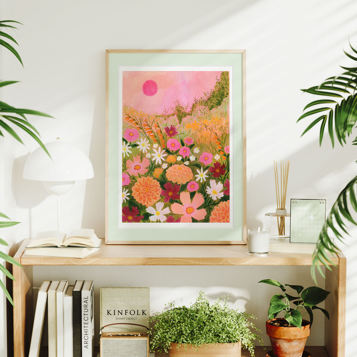 Sunset Cottage Garden Art Print