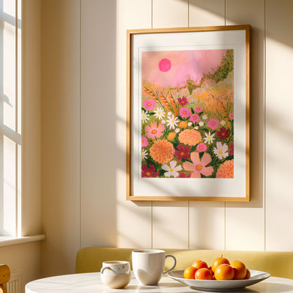 Sunset Cottage Garden Art Print