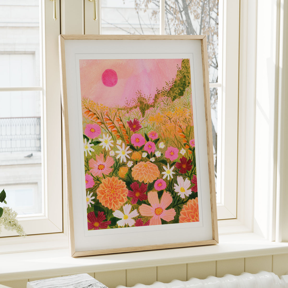 Sunset Cottage Garden Art Print