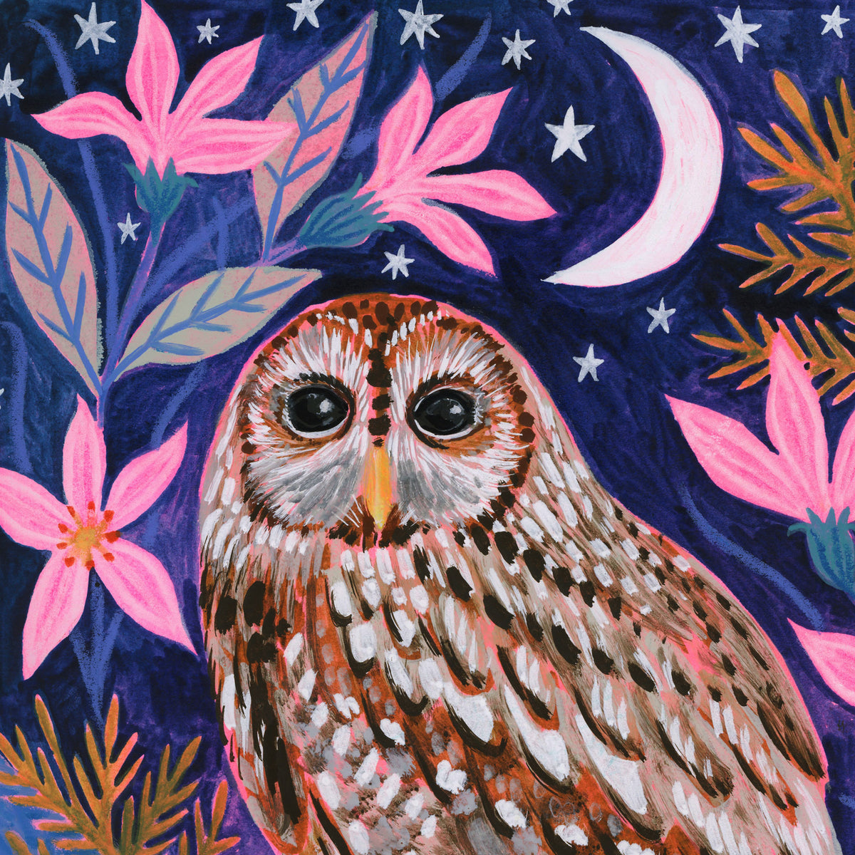 Tawny Owl Painting Art Print