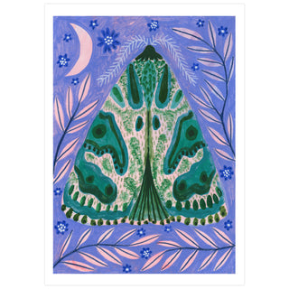 Teal Luna Moth Art Poster