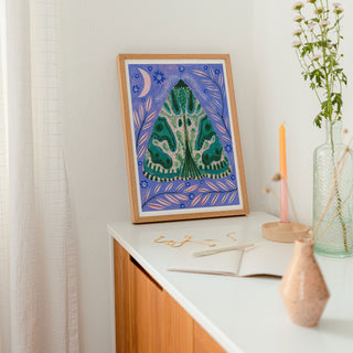 Teal Luna Moth Art Print