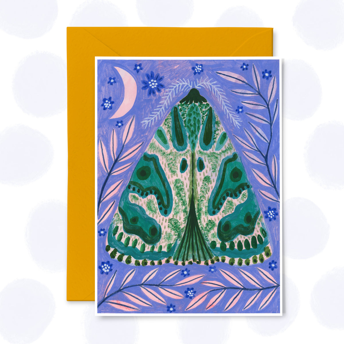 Teal Moth Greetings Card