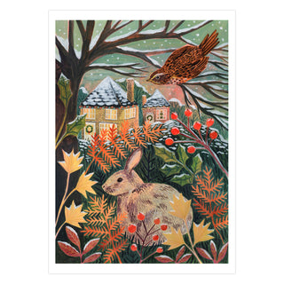 **NEW!** Rabbit and Redwing Winter Landscape Art Print