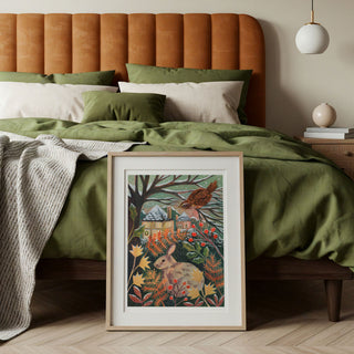 **NEW!** Rabbit and Redwing Winter Landscape Art Print