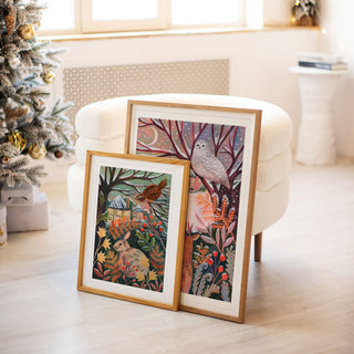 **NEW!** Rabbit and Redwing Winter Landscape Art Print