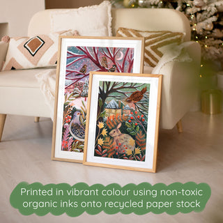**NEW!** Rabbit and Redwing Winter Landscape Art Print