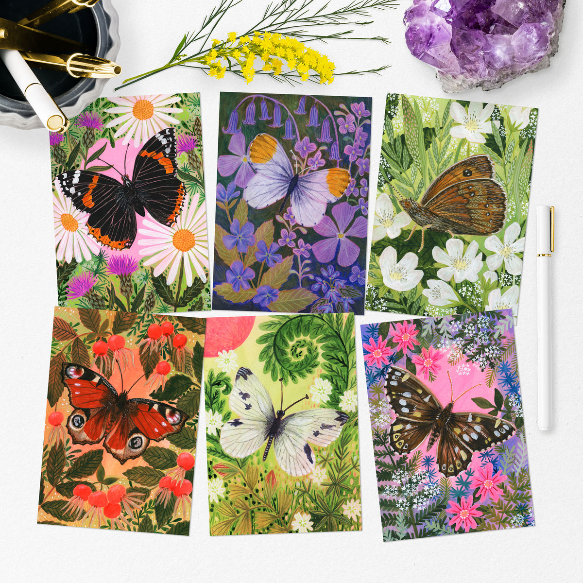 Butterflies and Florals Postcard Set