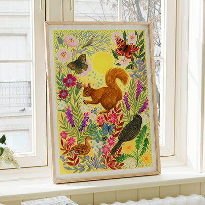 **NEW!** Sunshine Red Squirrel Art Print
