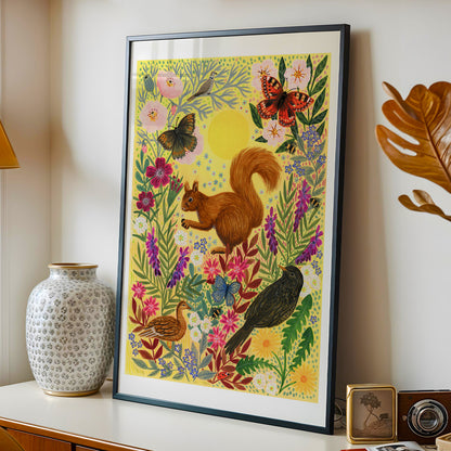 **NEW!** Sunshine Red Squirrel Art Print