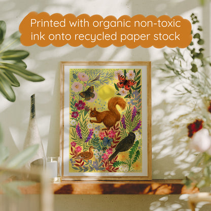 **NEW!** Sunshine Red Squirrel Art Print