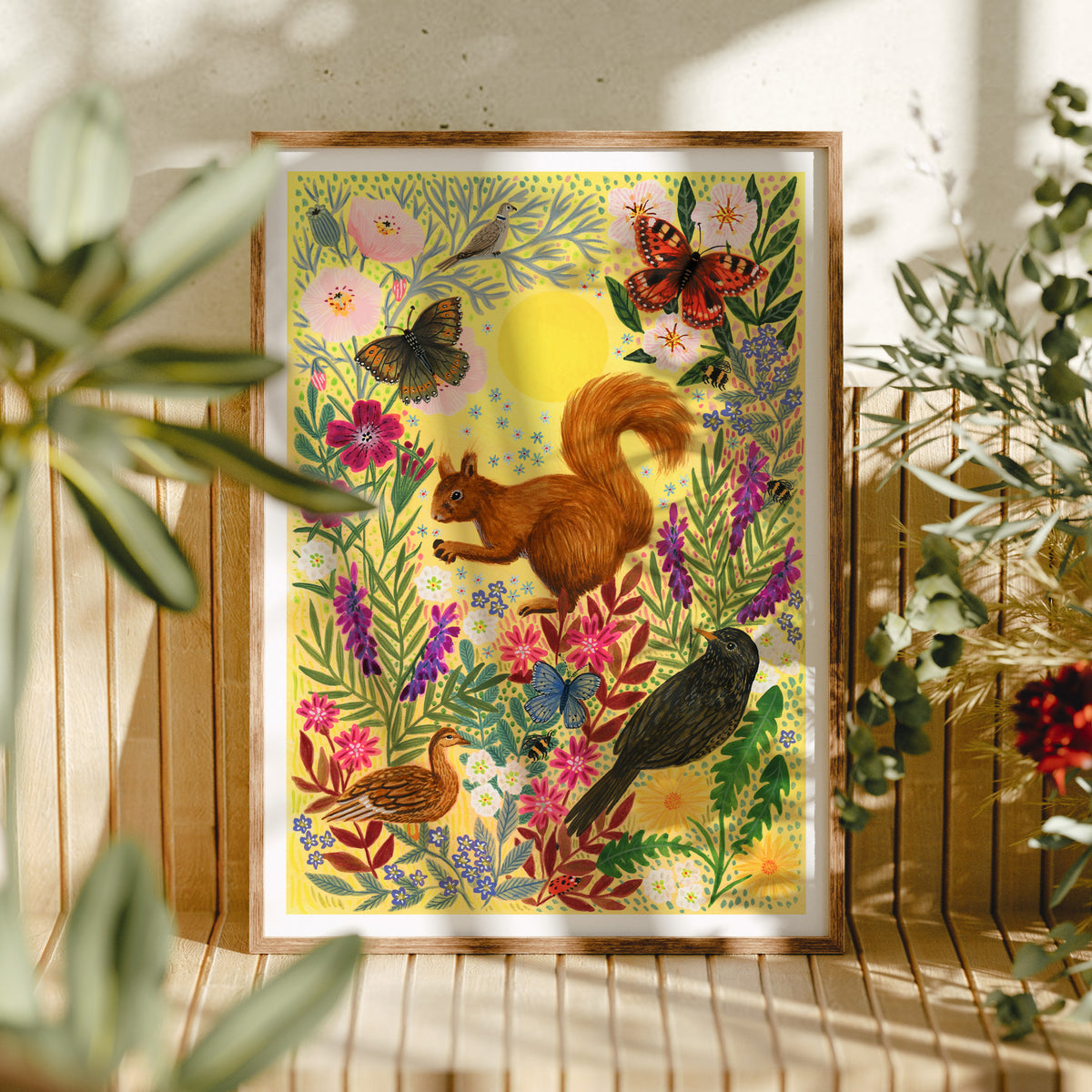 **NEW!** Sunshine Red Squirrel Art Print