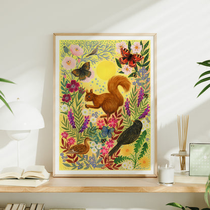**NEW!** Sunshine Red Squirrel Art Print