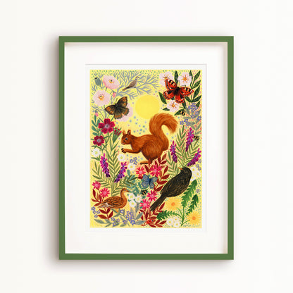**NEW!** Sunshine Red Squirrel Art Print