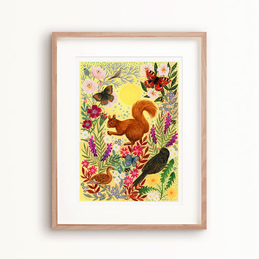**NEW!** Sunshine Red Squirrel Art Print