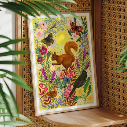 **NEW!** Sunshine Red Squirrel Art Print