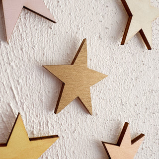 **NEW!** Wooden Sun, Moon and Stars Wall Decorations - Peach and Green