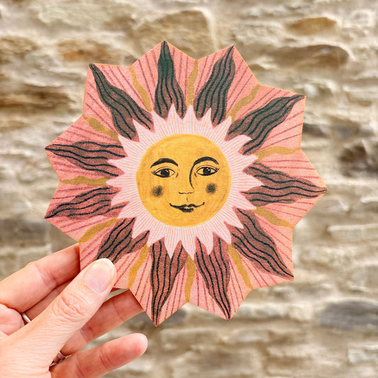 **NEW!** Wooden Sun, Moon and Stars Wall Decorations - Peach and Green