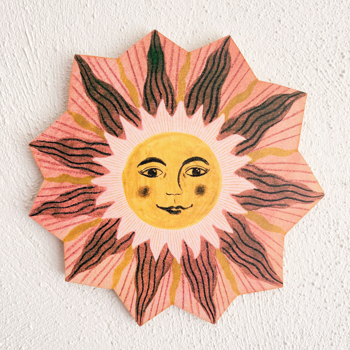 **NEW!** Wooden Sun, Moon and Stars Wall Decorations - Peach and Green