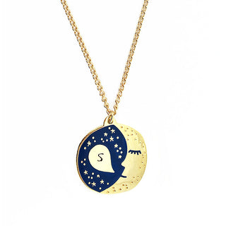 **NEW!** Personalised Sleepy Moon Pendant - Gold