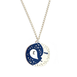 **NEW!** Personalised Sleepy Moon Pendant - Silver