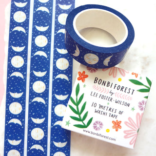Moon Phases Washi Tape - Blue