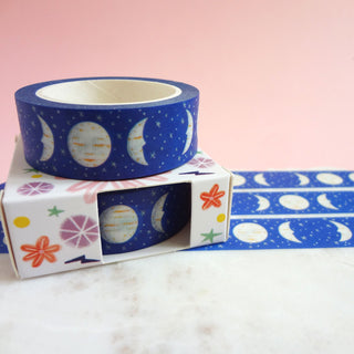 Moon Phases Washi Tape - Blue