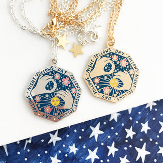 Night Follows Day Enamel Pendant - Dark Blue