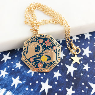 Night Follows Day Enamel Pendant - Dark Blue