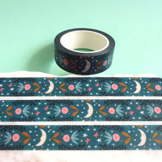 Sleepy Moon Patterned Washi Tape - Blue