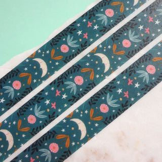 Sleepy Moon Patterned Washi Tape - Blue