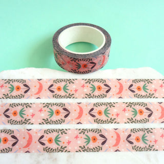 Sleepy Moon Patterned Washi Tape - Pink