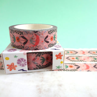 Sleepy Moon Patterned Washi Tape - Pink