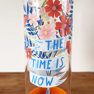 The Time is Now Glass Water Bottle