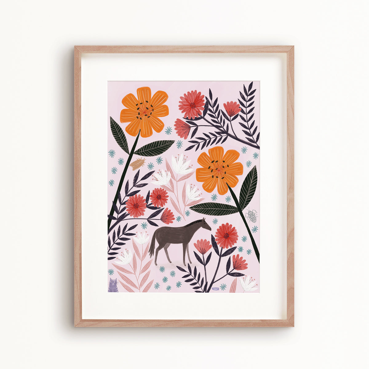 Tiny Horse or Large Flowers? Art Print